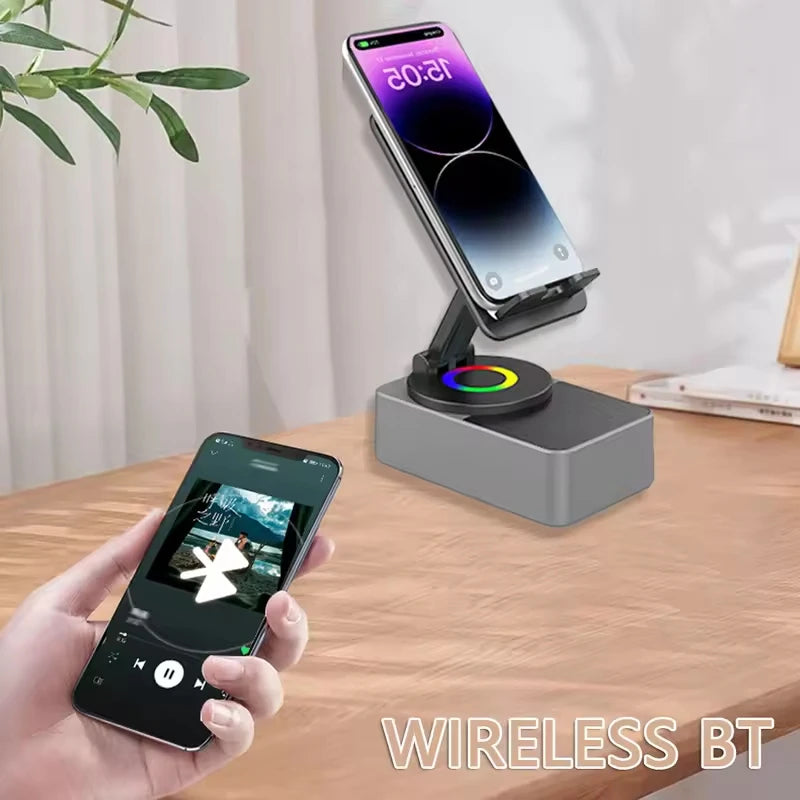 Multi-Functional 3-in-1 Collapsible Bluetooth Speaker & Phone Holder - 360° Rotating Stand & Portable Power Bank for iPad and Mobile Devices
