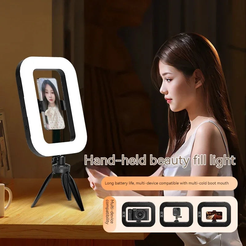 Portable Rechargeable Handheld Ring LED Fill Light for Mobile Live Streaming and Selfies