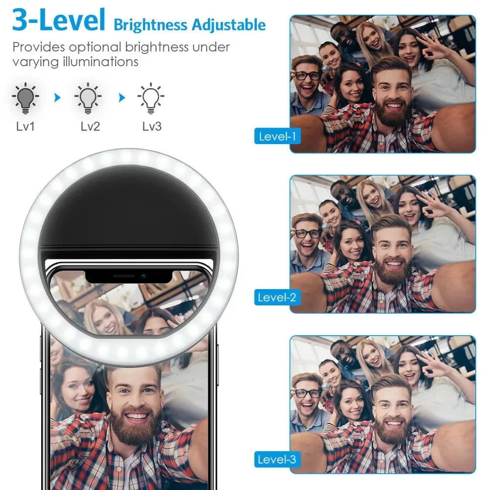 Portable Rechargeable Handheld Ring LED Fill Light for Mobile Live Streaming and Selfies