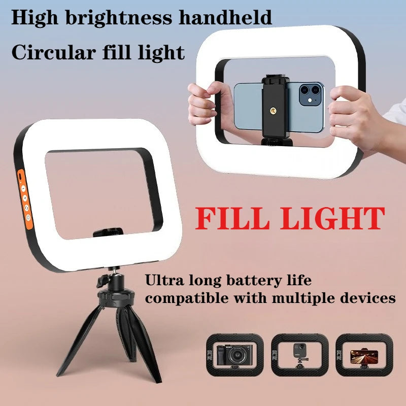 Portable Rechargeable Handheld Ring LED Fill Light for Mobile Live Streaming and Selfies