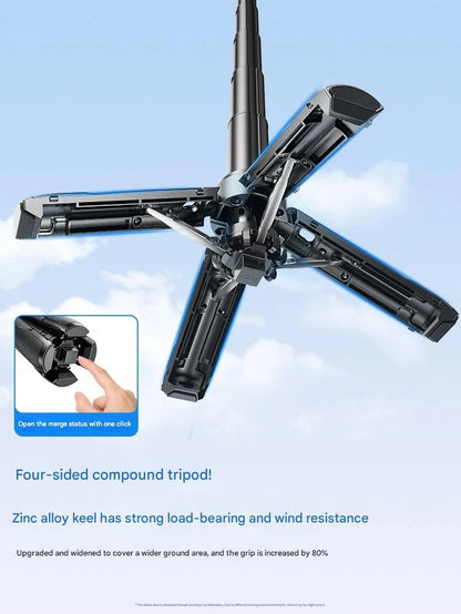 Ultimate 4-In-1 Selfie Stick with Wireless Remote | Dual Magnetic Clip & 360° Rotation for Perfect Shots