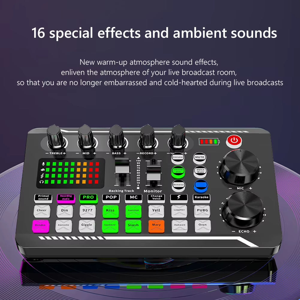 F998 Pro Audio Mixer & Sound Card Kit - Ultimate Microphone Mixer for PC & Phone Recording
