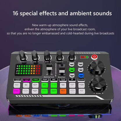F998 Pro Audio Mixer & Sound Card Kit - Ultimate Microphone Mixer for PC & Phone Recording