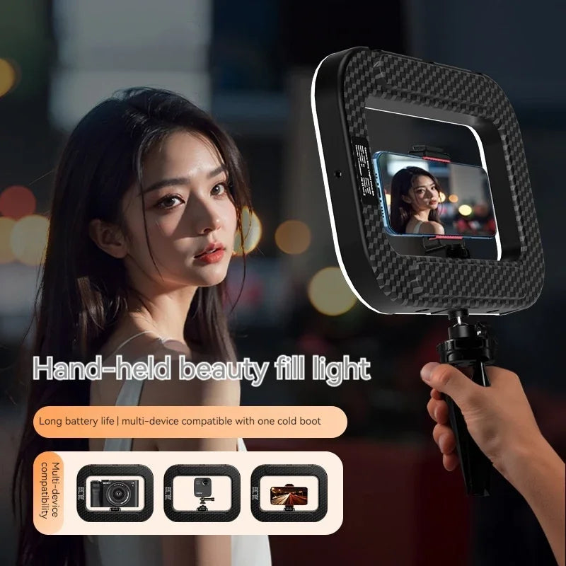 Portable Rechargeable Handheld Ring LED Fill Light for Mobile Live Streaming and Selfies