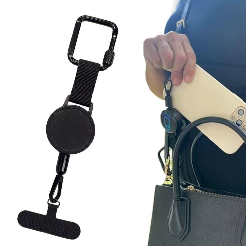 SecureFit Anti-Theft Retractable Phone Lanyard with Carabiner – Perfect for Hiking, Cycling, and Climbing!