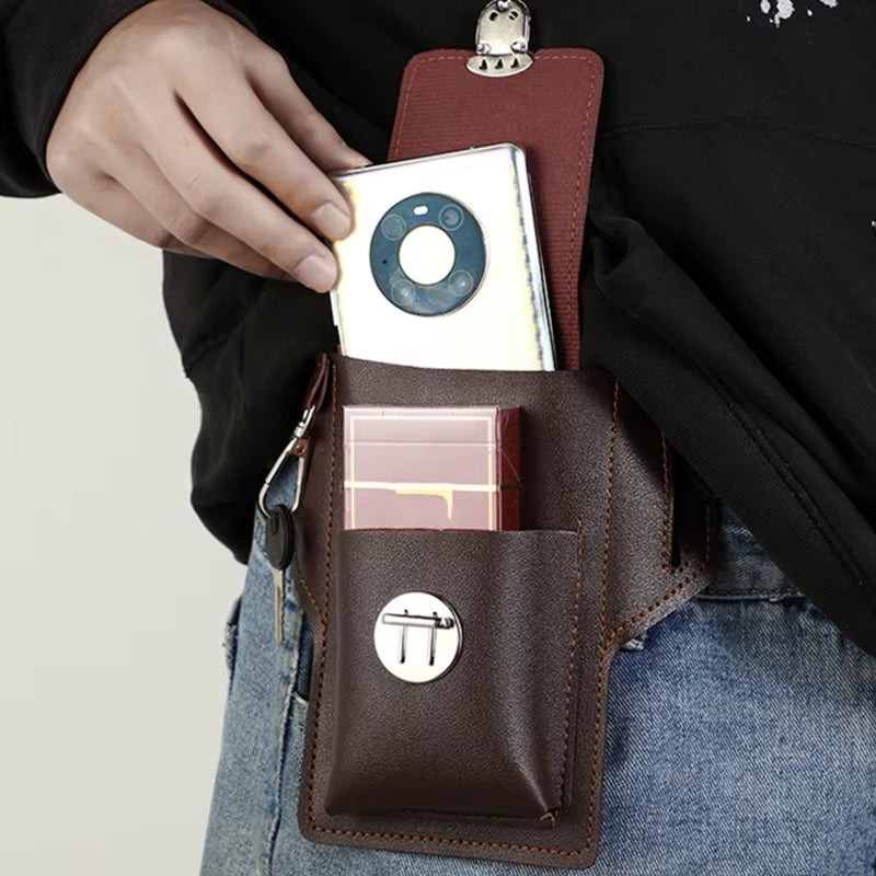 Stylish Vintage Leather Men's Waist Bag - Versatile Phone Pouch & Sport Belt Holster Wallet