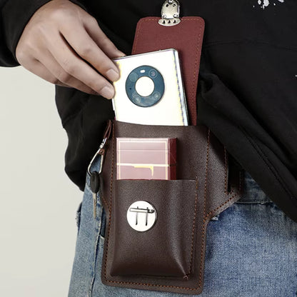 Stylish Vintage Leather Men's Waist Bag - Versatile Phone Pouch & Sport Belt Holster Wallet