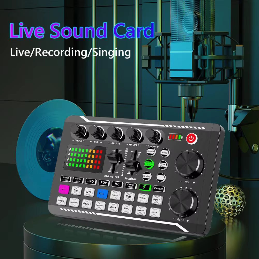 F998 Pro Audio Mixer & Sound Card Kit - Ultimate Microphone Mixer for PC & Phone Recording