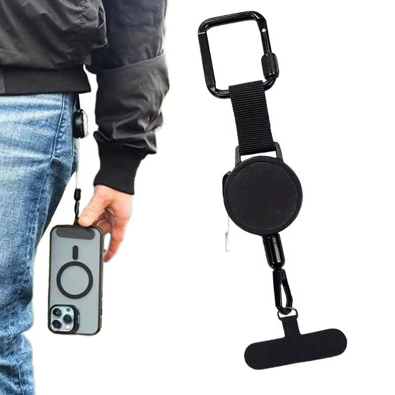 SecureFit Anti-Theft Retractable Phone Lanyard with Carabiner – Perfect for Hiking, Cycling, and Climbing!