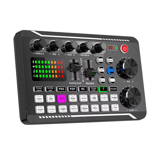 F998 Pro Audio Mixer & Sound Card Kit - Ultimate Microphone Mixer for PC & Phone Recording